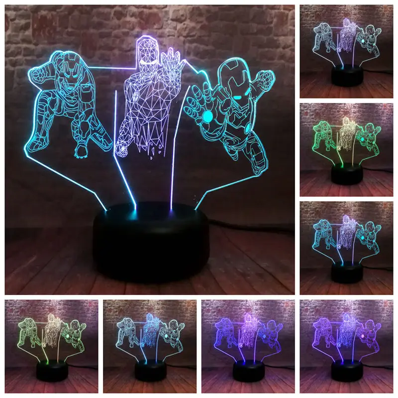 Avengers Iron Man Figure Model 3D NightLight LED 7 Mixed Colors Changing Light Marvel Superhero Figma Toys
Avengers Iron Man Figure Model 3D NightLight LED 7 Mixed Colors Changing Light Marvel Superhero Figma Toys