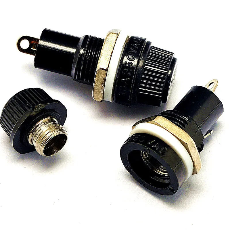 Description Picture 2 of item10pcs 250V 10A Panel Mount Screw Cap Fuse Holder Case 5x20mm For Glass Tube Fuse