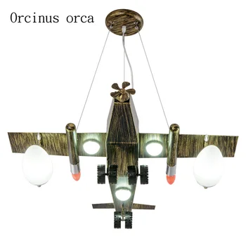 

Retro industrial wind aircraft chandelier cafe children's room lights modern personalized creative fighter chandeliers