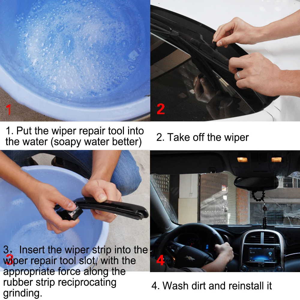 Car Windshield Wiper Wizard Blade Restorer Van Windscreen Cleaner Auto Wiper Blade Repair Tool Car-styling Wiper Cleaning Brush 16