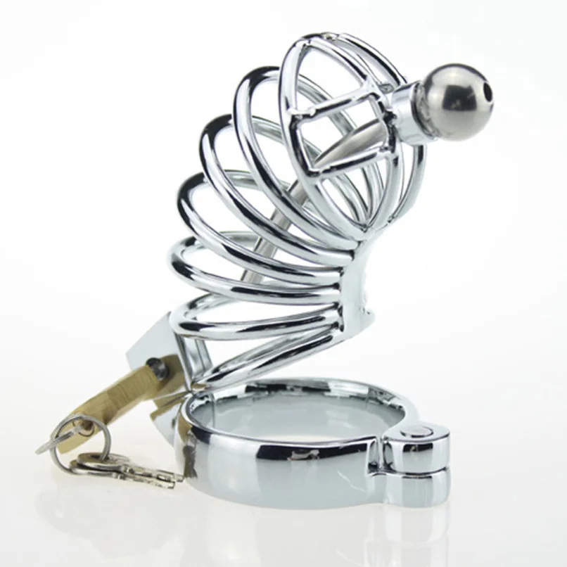 Male Sex Products Stainless Steel Chastity Belt Cock Cage With Removeable Urethral Sound Catheter And Adjustable Penis Ring
