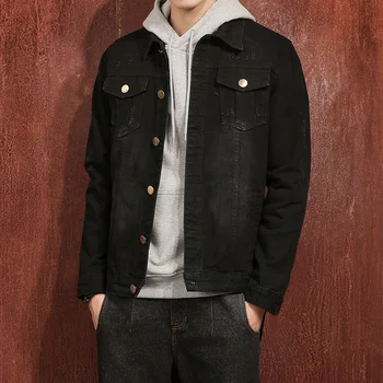 2019 New Arrive Black Hooded Denim Jacket Mens Hat Detachable Vintage Single Breasted Hoodies Cowboy Outerwear #911
2019 New Arrive Black Hooded Denim Jacket Mens Hat Detachable Vintage Single Breasted Hoodies Cowboy Outerwear #911