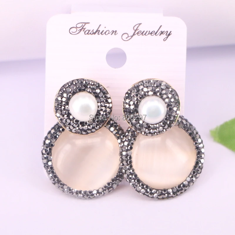 4Pair freshwater pearl charm with round cat eye gem stone paved crystal rhinestone beads earring for women
4Pair freshwater pearl charm with round cat eye gem stone paved crystal rhinestone beads earring for women