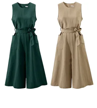 Casual Loose Plus Size Wide Leg Rompers Elegant Sleeveless Women Jumpsuits 2018 Summer Solid Waist Belt Playsuits
Casual Loose Plus Size Wide Leg Rompers Elegant Sleeveless Women Jumpsuits 2018 Summer Solid Waist Belt Playsuits