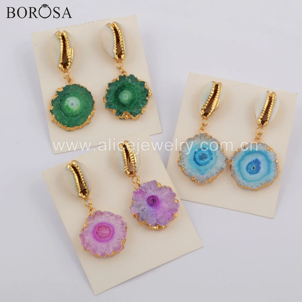 BOROSA 3/5Pairs Bohemian Natural Cowrie Shell with Natural Color Solar Quartz Earrings Creactive Gifts G1740
BOROSA 3/5Pairs Bohemian Natural Cowrie Shell with Natural Color Solar Quartz Earrings Creactive Gifts G1740