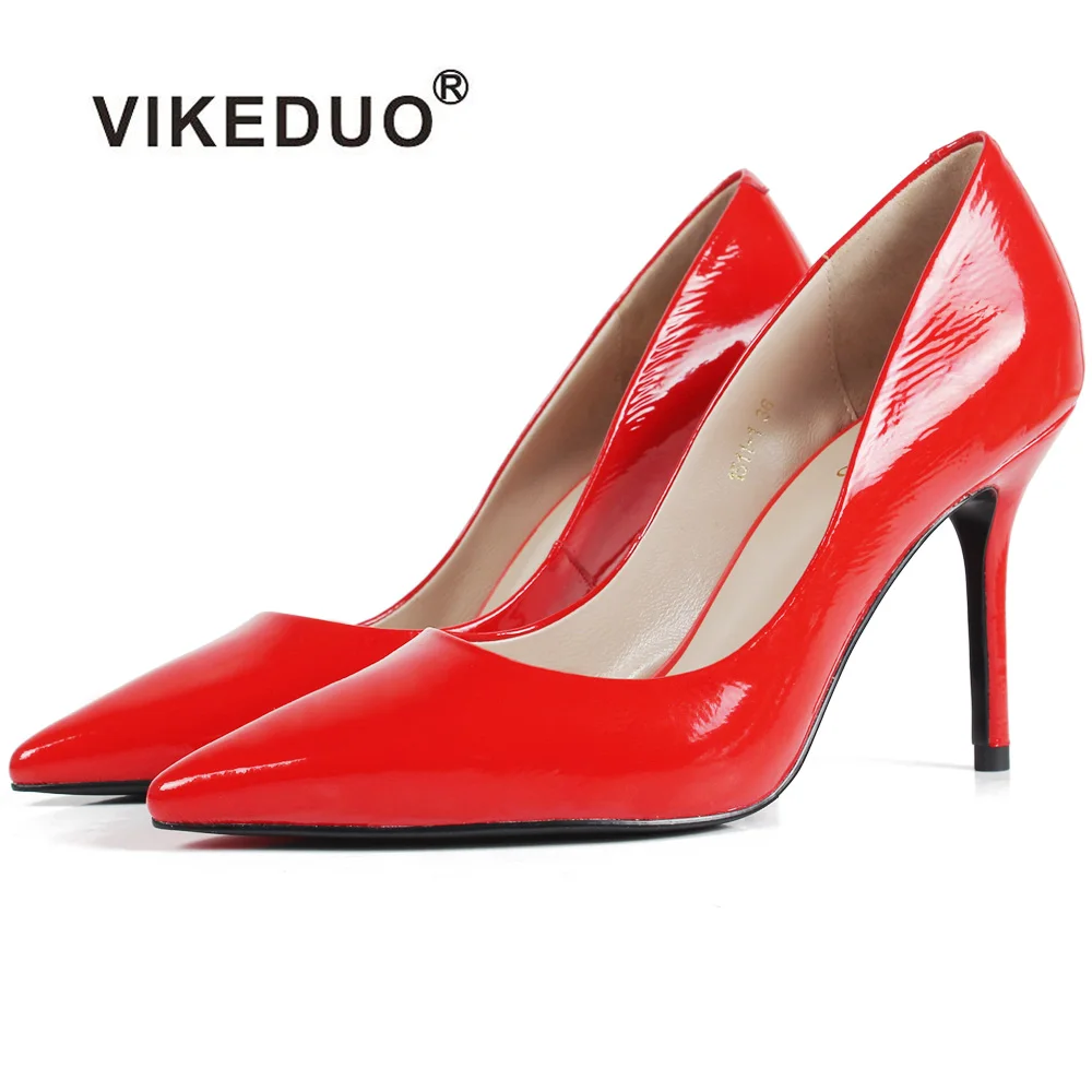 

Vikeduo Hot 2019 Handmade New Feminino Genuine Leather Shoes Original Design fashion Party Wedding Shoe Women Thin High Heels