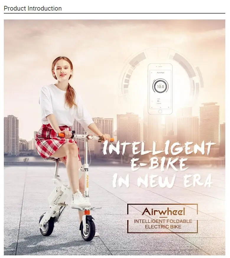 Sale AIRWHEEL E6 Foldable Electric Bicycle with Detachable Battery 0