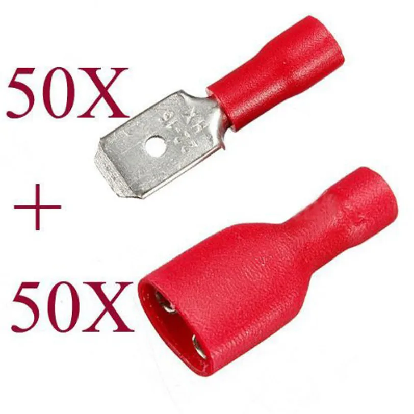 Car-styling 50pc European Male & Female Insulated Spade Quick Wire Crimp Connectors 22-16AWG car-styling standards | Автомобили и