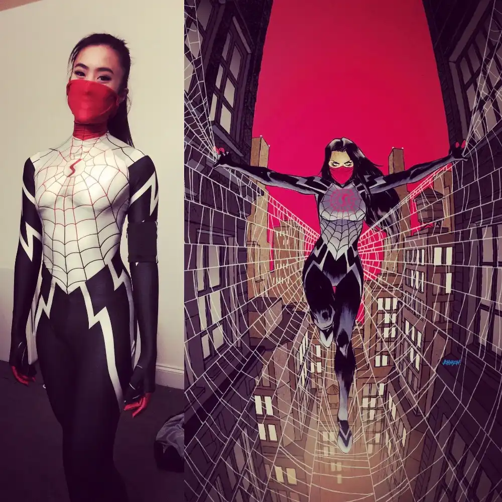 シルククモックスライクラモーフスーツタイツシルクシンディムーンスパイダーコスチューム女性 女性 女の子スパイダーマンコスプレハロウィン衣装 ハロウィン ハロウィン衣装テーマ作業halloween Suspenders Gooum