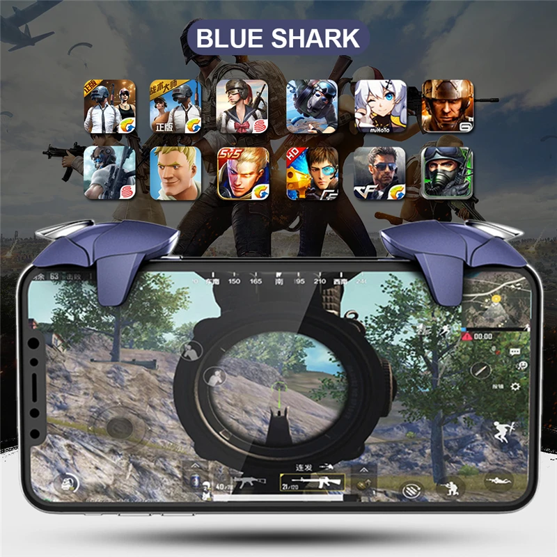 PUBG Controller Mobile Gamepad Joystick Metal Blue Shark Handle Game Shooting Controller for IPhone Android Mobile Game
PUBG Controller Mobile Gamepad Joystick Metal Blue Shark Handle Game Shooting Controller for IPhone Android Mobile Game