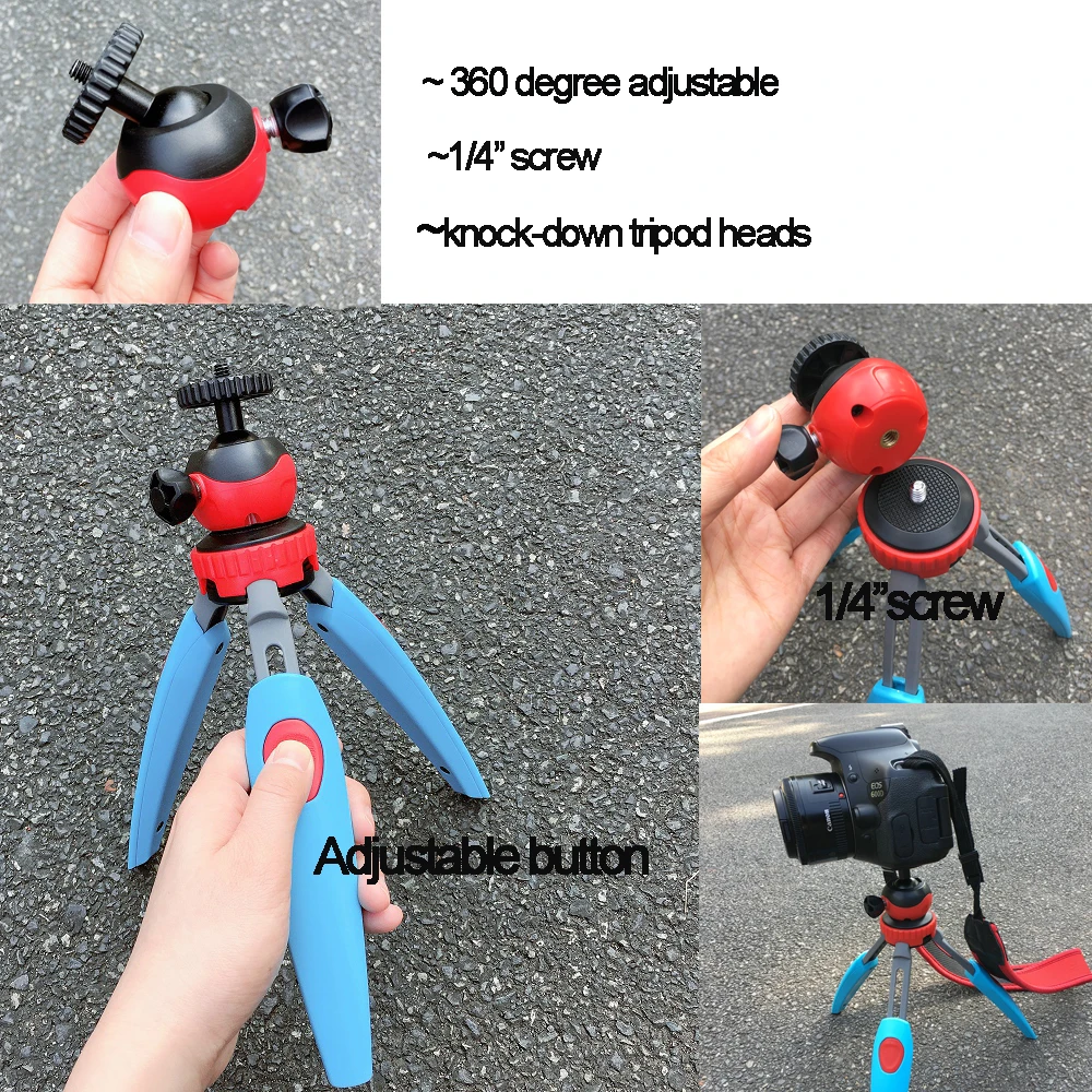 Adjustable Table Tripod heads for Digital Single Lens Reflex mirrorless camera phone gopro dji osmo action pocket three legs
Adjustable Table Tripod heads for Digital Single Lens Reflex mirrorless camera phone gopro dji osmo action pocket three legs