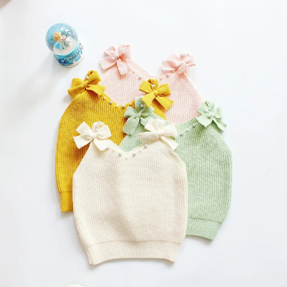 Одежда для девочек осенняя зимняя одежда маленьких милый жилет с бантом малышей