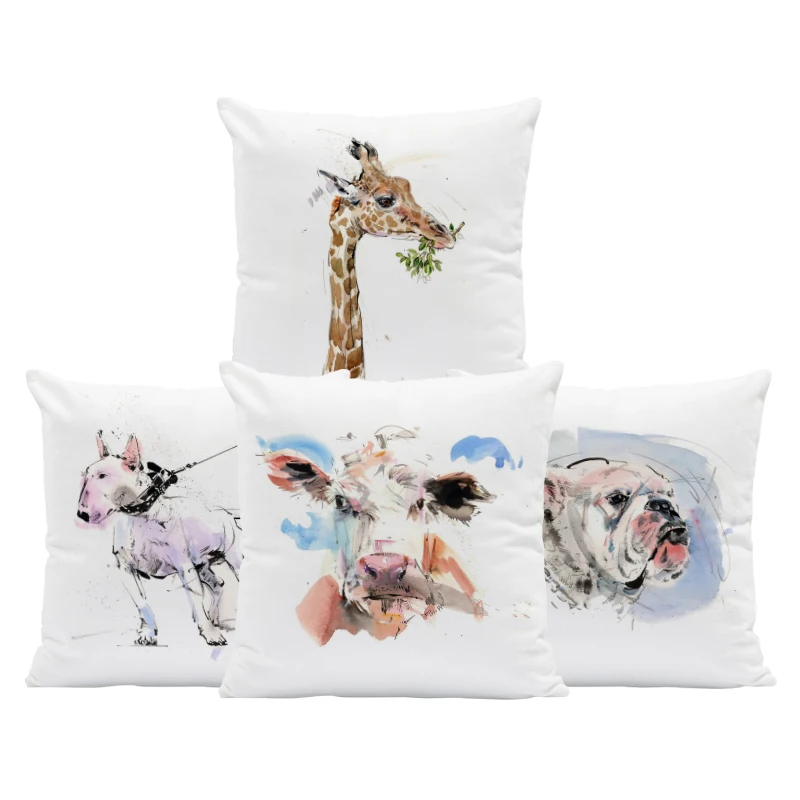 Fashion Watercolor Animal Cushion Giraffe Gorilla Monkey Doberman Dog Pillow 45Cm Square Decoration Lion Cock Cow Bulldog Room
Fashion Watercolor Animal Cushion Giraffe Gorilla Monkey Doberman Dog Pillow 45Cm Square Decoration Lion Cock Cow Bulldog Room