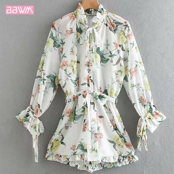 2019 summer new slim slimming wild V-neck print with puff sleeves jumpsuit women Bow long sleeve female jumpsuit
2019 summer new slim slimming wild V-neck print with puff sleeves jumpsuit women Bow long sleeve female jumpsuit