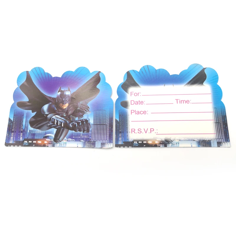 10PCS Happy Birthday Party Decoration Kids Boys Favors Batman Theme Paperboard Invitation Cards Baby Shower Events Supplies
10PCS Happy Birthday Party Decoration Kids Boys Favors Batman Theme Paperboard Invitation Cards Baby Shower Events Supplies