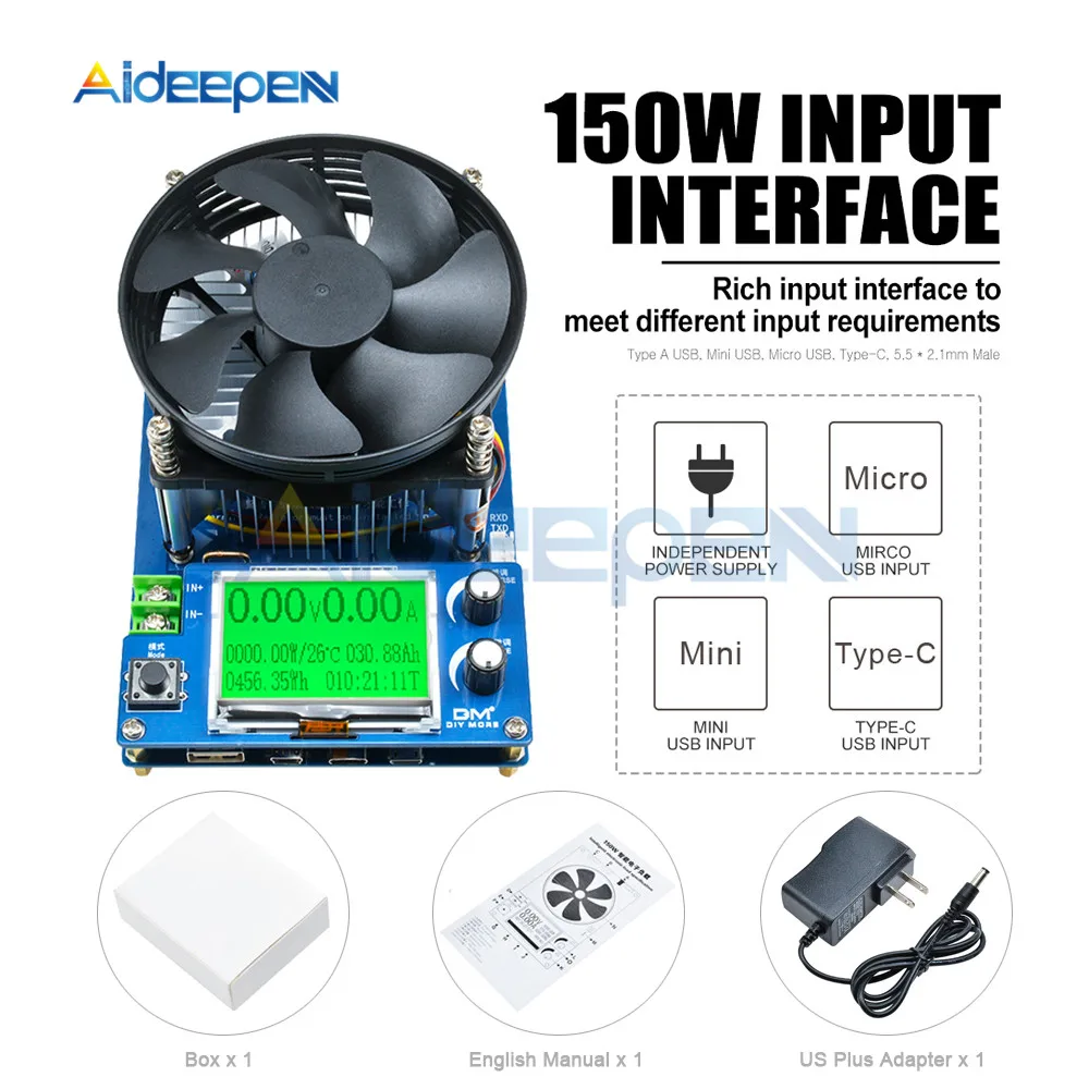 150W Digital battery capacity tester voltmeter adjustable constant current electronic load charger usb ameter meter indicator
150W Digital battery capacity tester voltmeter adjustable constant current electronic load charger usb ameter meter indicator
