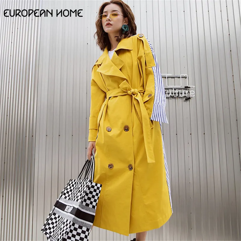 Spring Trench coat Women Long Sleeve Back Patchwork Striped Vintage Long Casual Autumn Overcoat Womens Windbreaker Clothes
Spring Trench coat Women Long Sleeve Back Patchwork Striped Vintage Long Casual Autumn Overcoat Womens Windbreaker Clothes