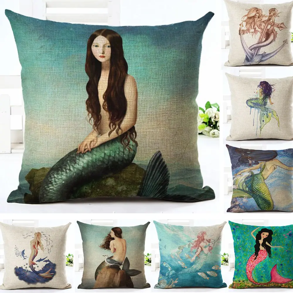 RUBYLOVE Mermaid Pattern Cotton Linen Throw Pillow Cushion Cover Car Home Decoration Sofa Bed Decorative Pillowcase
RUBYLOVE Mermaid Pattern Cotton Linen Throw Pillow Cushion Cover Car Home Decoration Sofa Bed Decorative Pillowcase