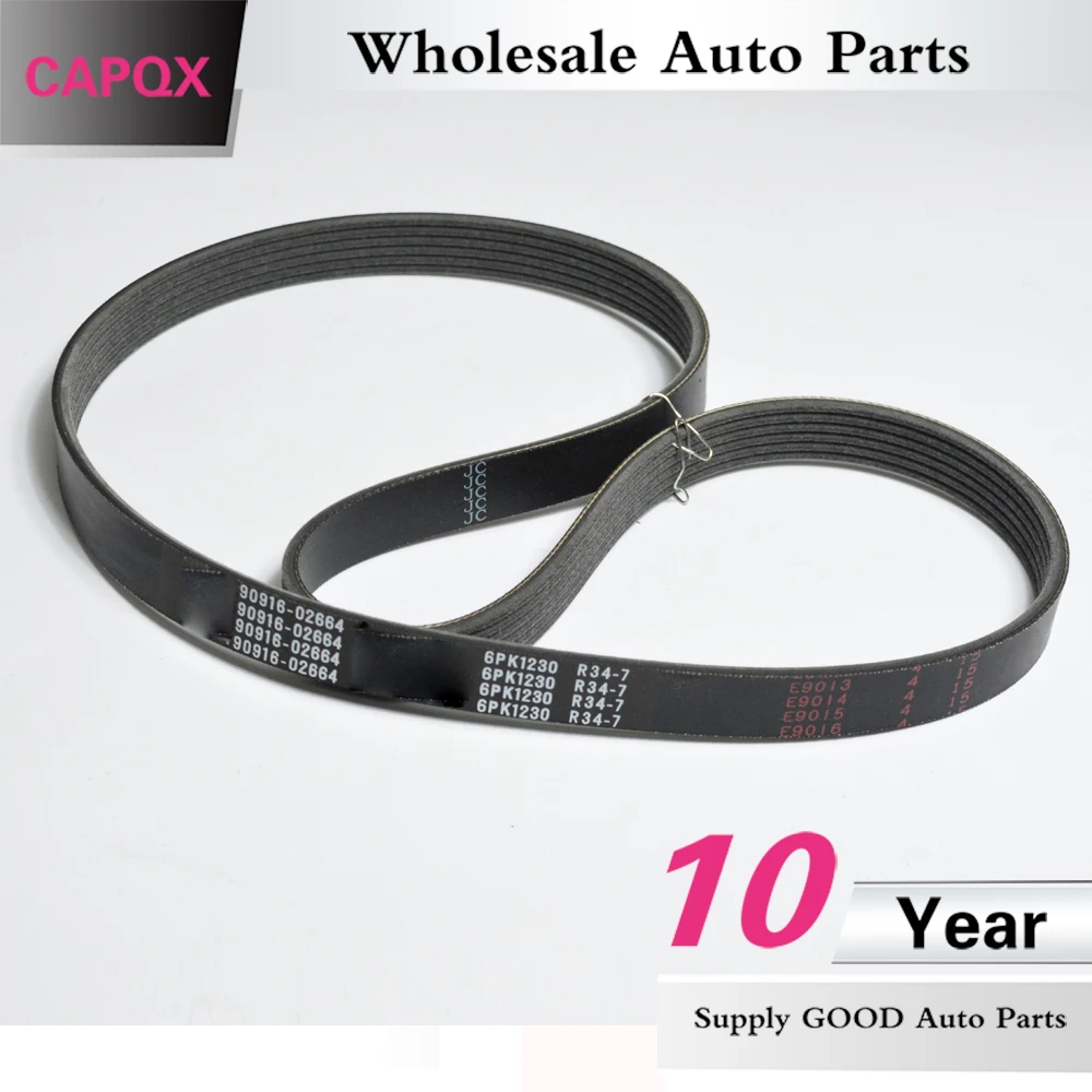 CAPQX Fan belt 6PK1230 for TOYOTA RAV4 AURIS COROLLA Saloon VERSO AVENSIS Saloon/Estate 99366-K1230 90916-02664
CAPQX Fan belt 6PK1230 for TOYOTA RAV4 AURIS COROLLA Saloon VERSO AVENSIS Saloon/Estate 99366-K1230 90916-02664