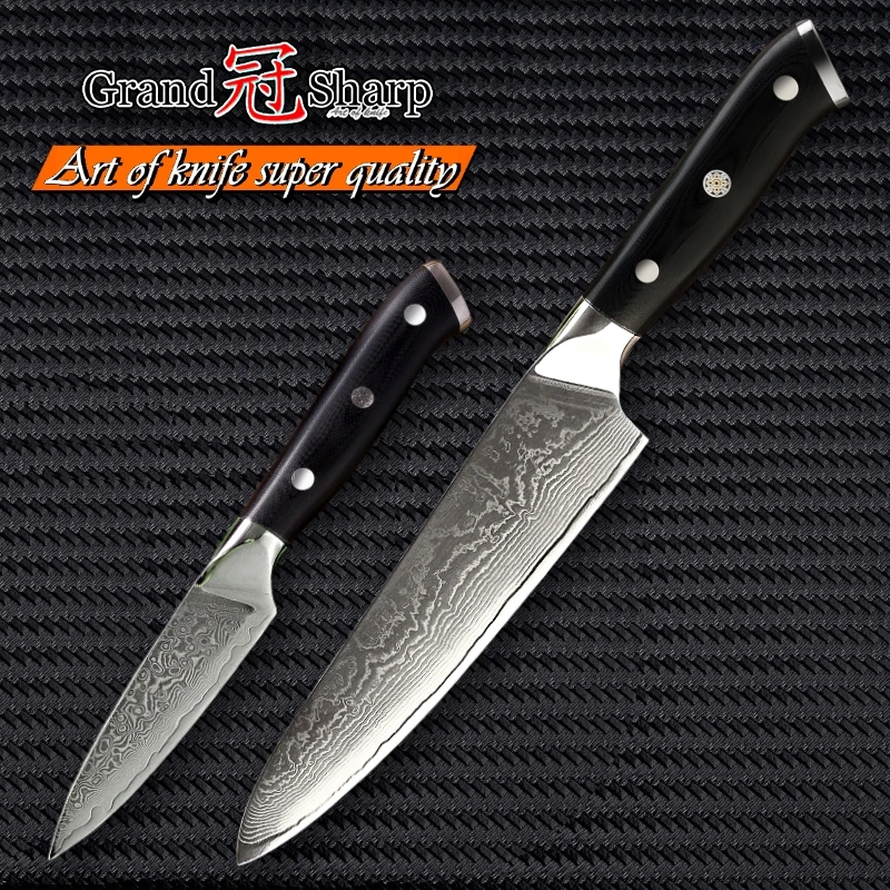 Damascus Steel Kitchen Knife Set 2 Pcs Gyuto Chef Paring Knife vg10 Japanese Damascus Steel Kitchen Knives Cook Tool G10 Handle
Damascus Steel Kitchen Knife Set 2 Pcs Gyuto Chef Paring Knife vg10 Japanese Damascus Steel Kitchen Knives Cook Tool G10 Handle