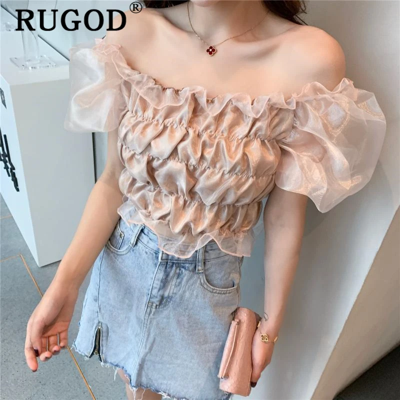 RUGOD Sexy Ruffles women shirts Elegant puff sleeve Wrinkle tops and blouse Fashion short style off shoulder white blouse female
RUGOD Sexy Ruffles women shirts Elegant puff sleeve Wrinkle tops and blouse Fashion short style off shoulder white blouse female