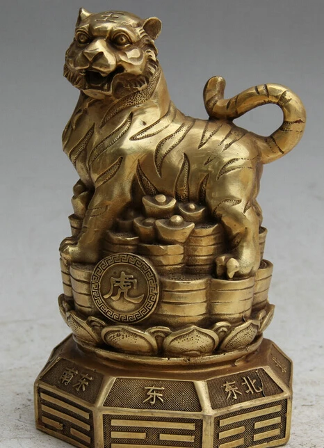 JP S62 8" Chinese Brass Folk Wealth animal Feng Shui Zodiac Year Tiger Statue sculpture B0403
JP S62 8" Chinese Brass Folk Wealth animal Feng Shui Zodiac Year Tiger Statue sculpture B0403