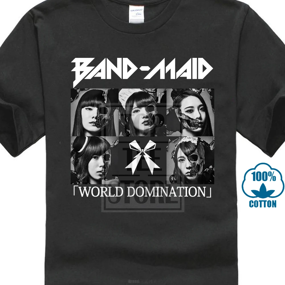 Band Maid World Domination Black Men T Shirt Size S 3xl 100% Cotton Short Sleeve Summer T Shirt Interesting Print T Shirt Men
Band Maid World Domination Black Men T Shirt Size S 3xl 100% Cotton Short Sleeve Summer T Shirt Interesting Print T Shirt Men