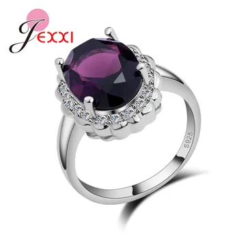Pure Silver Rings For Lady Elegent 925 Sterling Silver Rings For Women Purple Crystal With Small CZ Wedding Party Rings
Pure Silver Rings For Lady Elegent 925 Sterling Silver Rings For Women Purple Crystal With Small CZ Wedding Party Rings