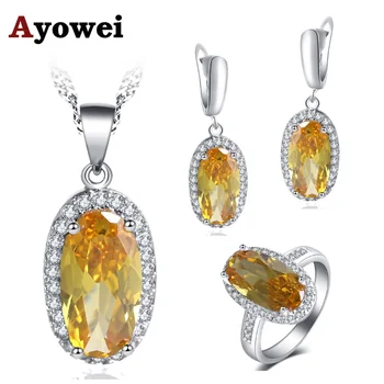 Ayowei For fashion Young girl Elegant Design Oval yellow zircon 925 silver Earring Necklace Ring jewelry Set JS756A
Ayowei For fashion Young girl Elegant Design Oval yellow zircon 925 silver Earring Necklace Ring jewelry Set JS756A