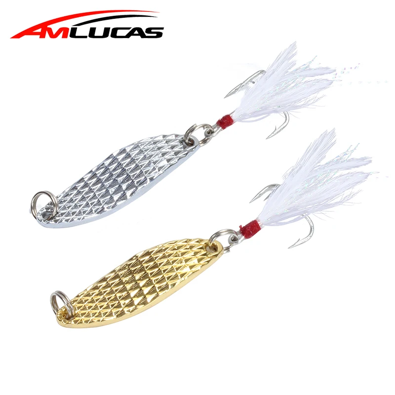 Amlucas 7g 11g 15g Metal Spinner Spoon Fishing Lure Gold Silver Rotating Hard Baits for Trout Pike Feather Treble Hook Bass
Amlucas 7g 11g 15g Metal Spinner Spoon Fishing Lure Gold Silver Rotating Hard Baits for Trout Pike Feather Treble Hook Bass