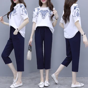 Summer 2019 Korean Loose White Embroidery Blouse Fashion Harem Pants 2 Piece Set Women Outfits Plus Size Two Piece Sets Clothes
Summer 2019 Korean Loose White Embroidery Blouse Fashion Harem Pants 2 Piece Set Women Outfits Plus Size Two Piece Sets Clothes