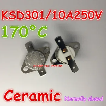 10pcs/lot KSD301 10A 250V 170 degrees 170 C Normal Close NC ceramic Temperature Controlled Switch Thermostat 
10pcs/lot KSD301 10A 250V 170 degrees 170 C Normal Close NC ceramic Temperature Controlled Switch Thermostat