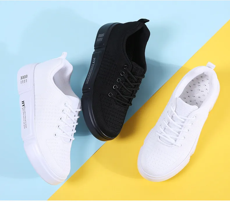 Spring NEW Women Sneakers Shoes Ladies lace up flat Platform white sneakers for Women Mesh Sock Casual Shoes Creepers (13)