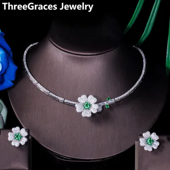 ThreeGraces Green Cubic Zirconia Stone Big Flower Earrings Necklace Wedding Costume Jewellery Bridal Jewelry Set for Women JS005
ThreeGraces Green Cubic Zirconia Stone Big Flower Earrings Necklace Wedding Costume Jewellery Bridal Jewelry Set for Women JS005