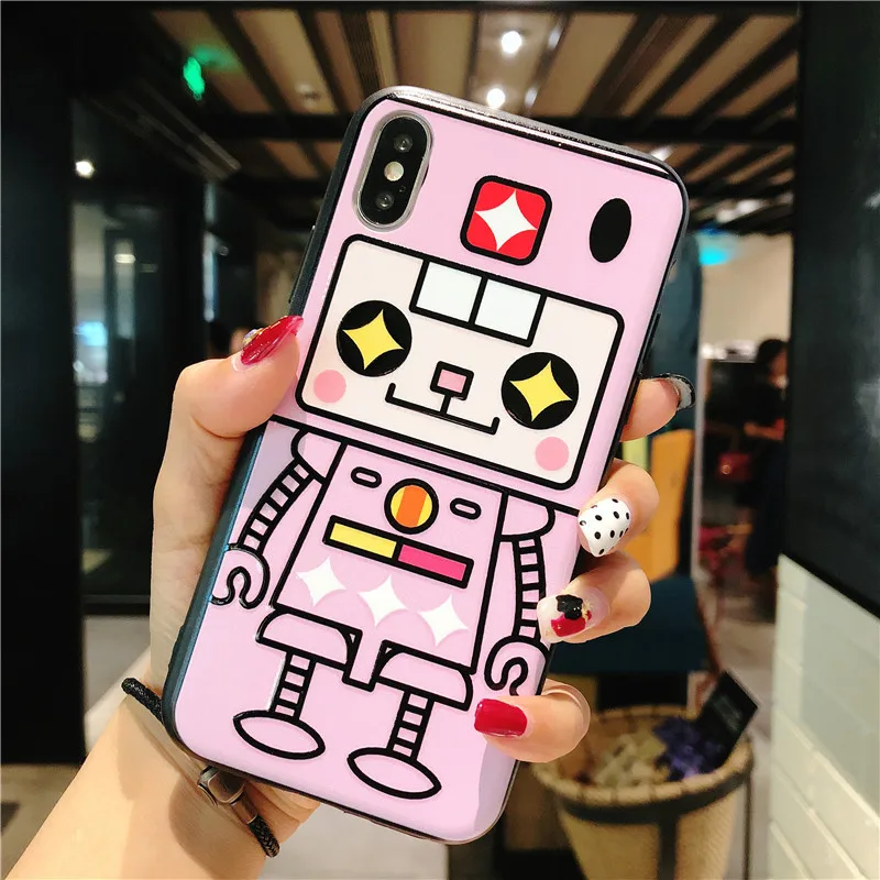 Cute Cartoon Embossment Soft TPU Case For iPhone X 6 6S 7 8 Plus (6)