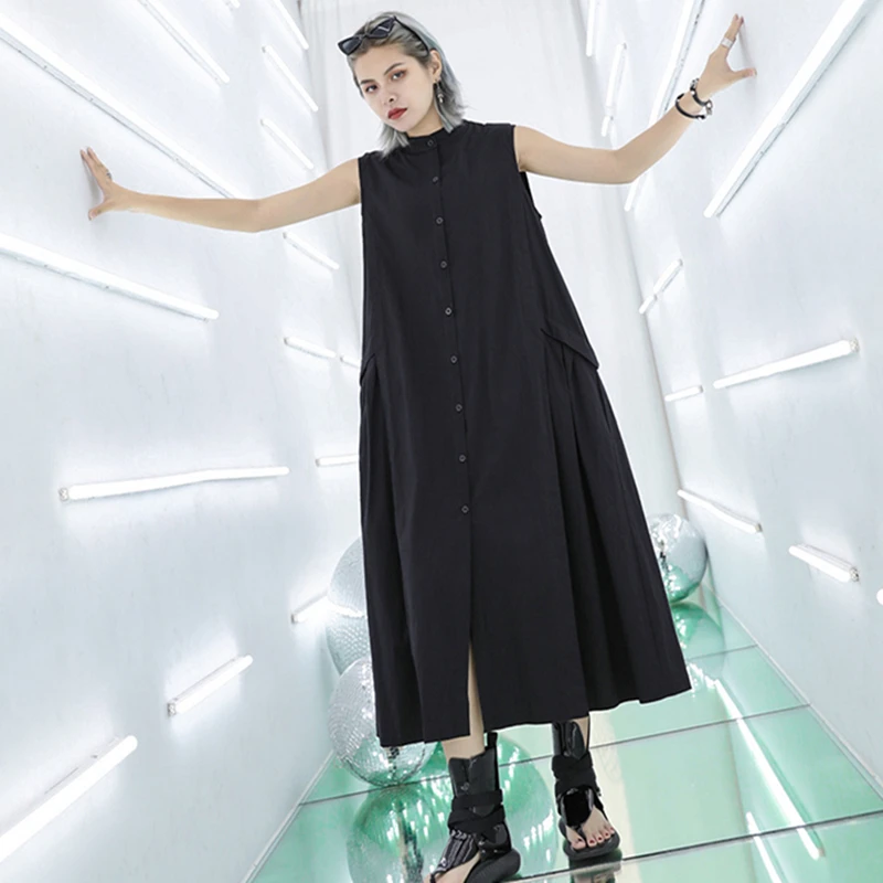 Johnature Summer New Solid Color Loose O-neck Sleeveless Casual Fashion Dress Women Plus Size Women Clothing Casual Dress 2019
Johnature Summer New Solid Color Loose O-neck Sleeveless Casual Fashion Dress Women Plus Size Women Clothing Casual Dress 2019