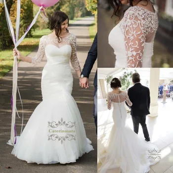 Mermaid / Trumpet Wedding Dresses Sweetheart Neck Court Train Pleated Tulle Bride Gowns Removable Lace Jacket for Girls Party
Mermaid / Trumpet Wedding Dresses Sweetheart Neck Court Train Pleated Tulle Bride Gowns Removable Lace Jacket for Girls Party