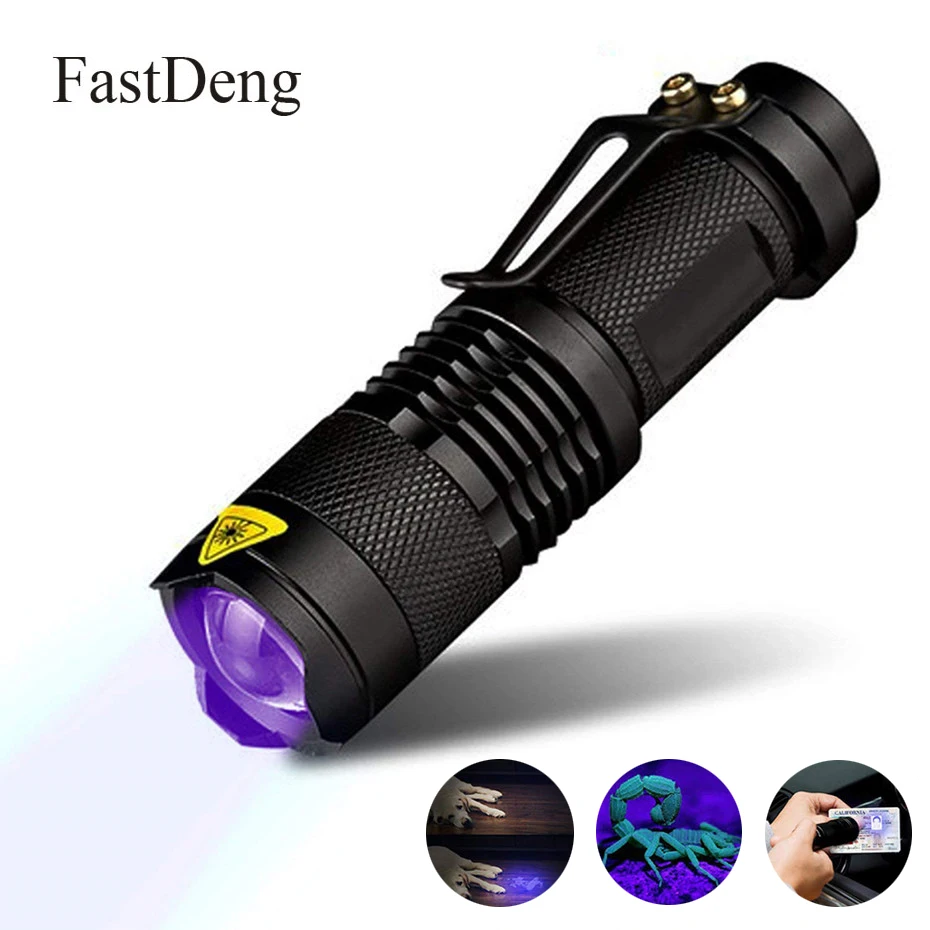 Zoomable Led UV Flashlight 395nm Torch Light Ultra Violet Light Blacklight Use AA/14500 battery For Marker Checker Detection
Zoomable Led UV Flashlight 395nm Torch Light Ultra Violet Light Blacklight Use AA/14500 battery For Marker Checker Detection