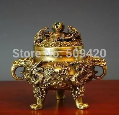 Collectible Chinese Brass Kowloon incense burner