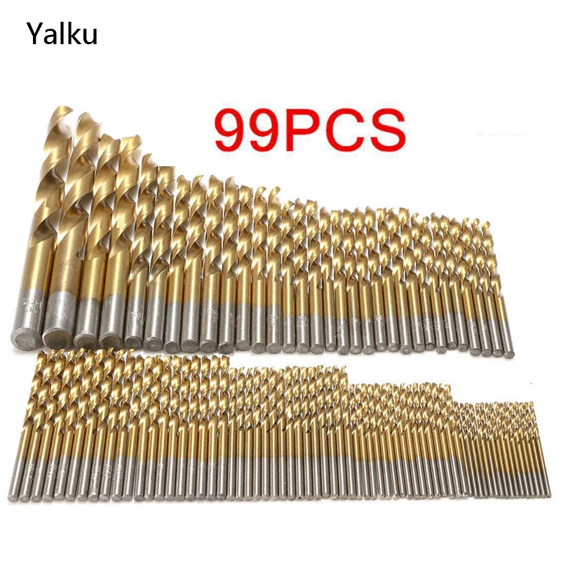 Yalku 99/50pcs Twist Drill Bit Set Power Tool Kit High Quality Drill Bit HSS Titanium Coated Tool Set Woodworking Wood Drilling
Yalku 99/50pcs Twist Drill Bit Set Power Tool Kit High Quality Drill Bit HSS Titanium Coated Tool Set Woodworking Wood Drilling