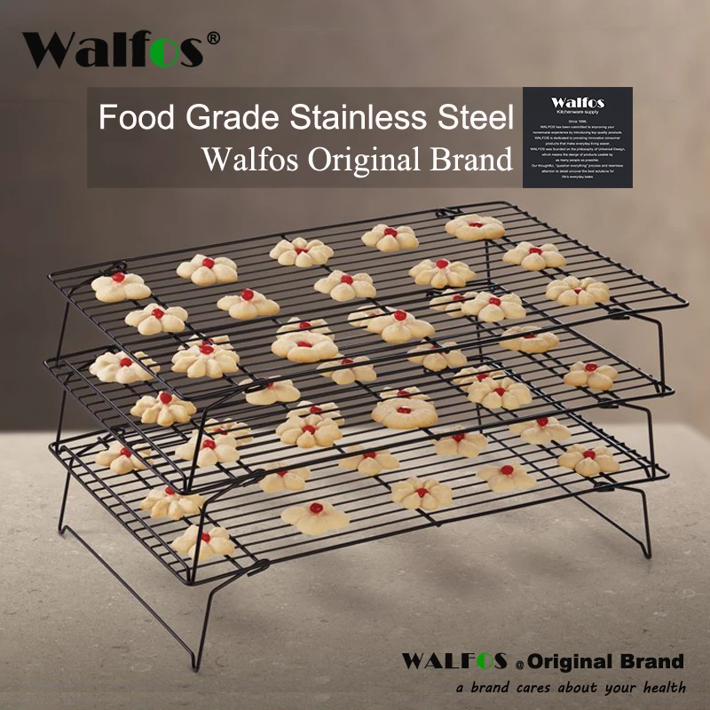 WALFOS 3 layers stackable cooling rack metal cake cookie biscuits bread cooling rack net mat holder dry cooler for cooking
WALFOS 3 layers stackable cooling rack metal cake cookie biscuits bread cooling rack net mat holder dry cooler for cooking