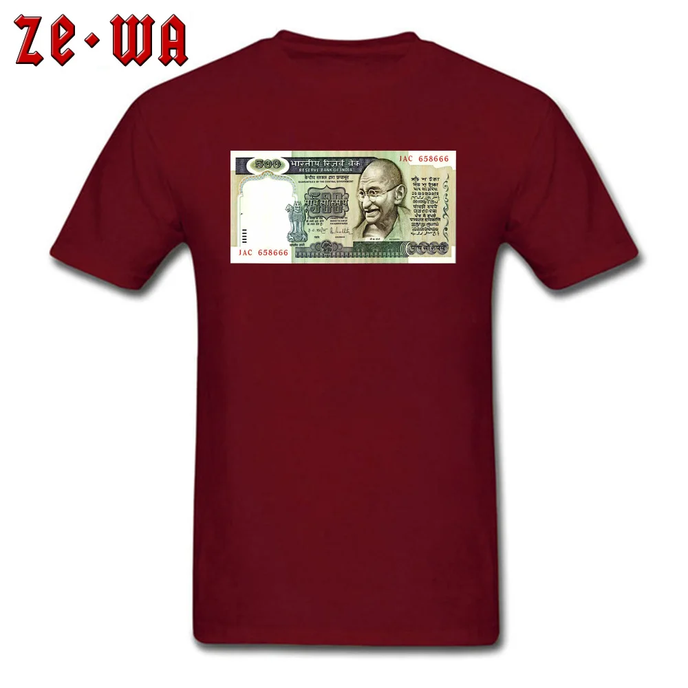 Indian Currency Slim Fit Summer/Fall Pure Cotton Round Neck Men Tops Shirt Casual Sweatshirts Designer Short Sleeve T-shirts Indian Currency maroon