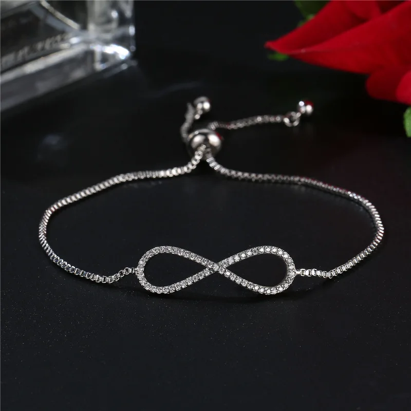 FYM Fashion Silver Color Eight Shape Cubic Zirconia Chain Bracelets Infinity Bracelets & Bangles For Women Pulseras Party
FYM Fashion Silver Color Eight Shape Cubic Zirconia Chain Bracelets Infinity Bracelets & Bangles For Women Pulseras Party