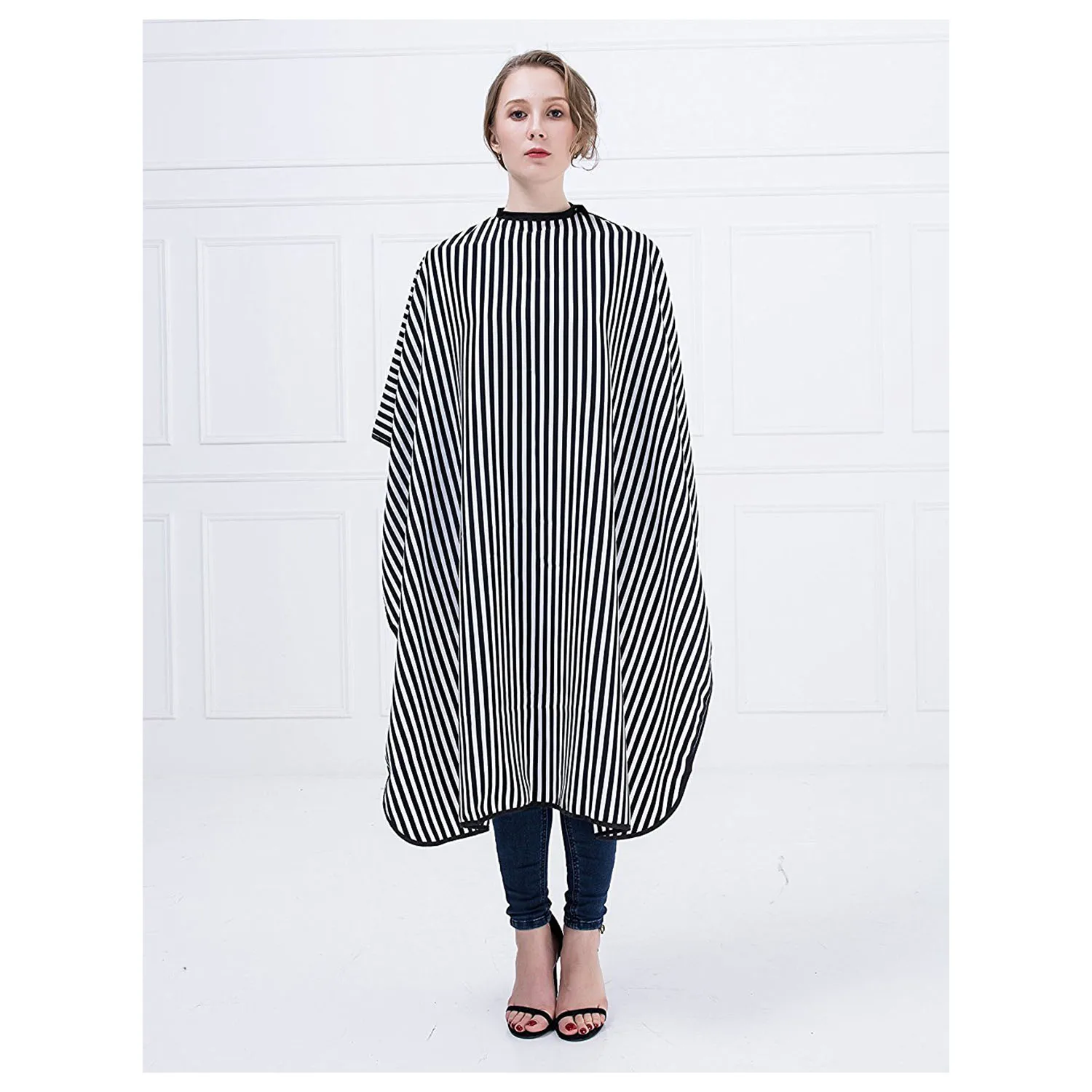 Elegant Strip Design Hair Cape Hairdresser Gown Cape For Salon Haircut, Antistatic Black+White
Elegant Strip Design Hair Cape Hairdresser Gown Cape For Salon Haircut, Antistatic Black+White