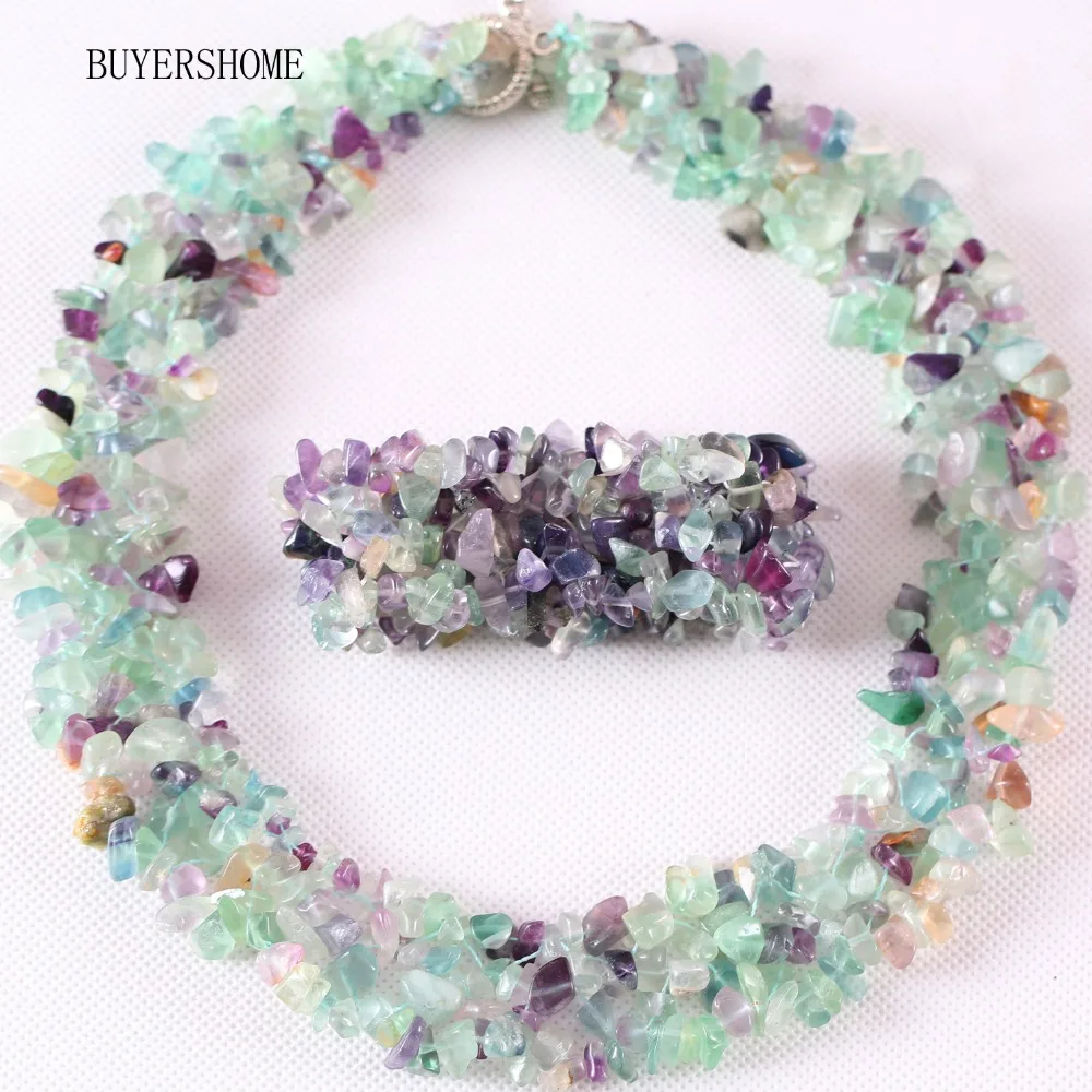 Free Shipping Jewelry Set For Women 4X8MM Chip Beads Natural Stone Multi-color Fluorite Necklace 18" Bracelet 7" 1 Set
Free Shipping Jewelry Set For Women 4X8MM Chip Beads Natural Stone Multi-color Fluorite Necklace 18" Bracelet 7" 1 Set