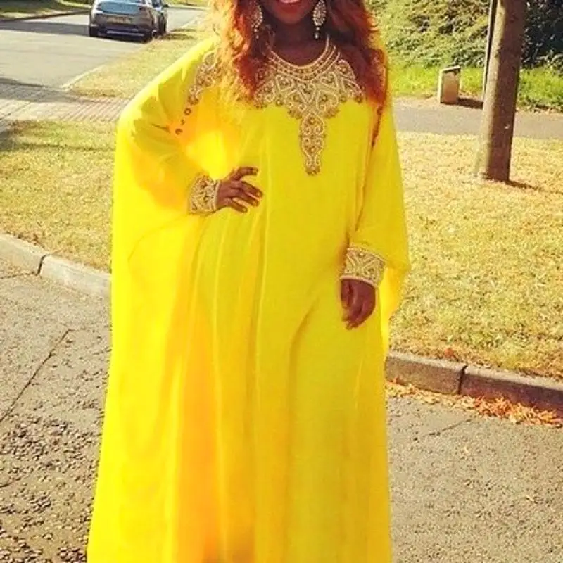 Arabic Style Dubai Kaftan Dress 2015 New Fancy Long Sleeves O Neck Yellow Chiffon Abaya Evening Dresses Robe De Soiree
Arabic Style Dubai Kaftan Dress 2015 New Fancy Long Sleeves O Neck Yellow Chiffon Abaya Evening Dresses Robe De Soiree
