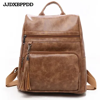 Retro Backpack Tassel Women Leather Backpacks For Teenage Girls School Bags Fashion Vintage Solid Black Shoulder Bag Travel Bag
Retro Backpack Tassel Women Leather Backpacks For Teenage Girls School Bags Fashion Vintage Solid Black Shoulder Bag Travel Bag