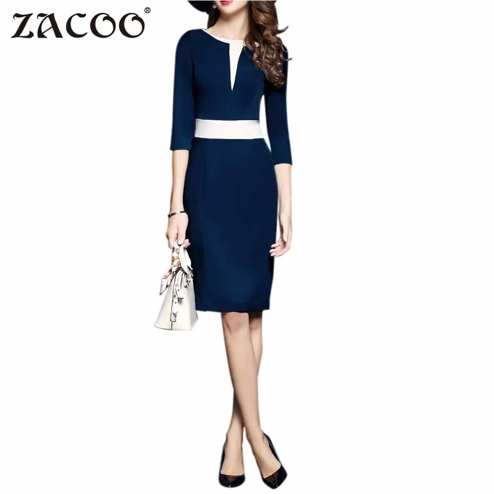 ZACOO Women 2017 elegant Business High Waist Three Quarter Sleeve Bodycon Dress fashion Patchwork slim OL office dress zk20
ZACOO Women 2017 elegant Business High Waist Three Quarter Sleeve Bodycon Dress fashion Patchwork slim OL office dress zk20