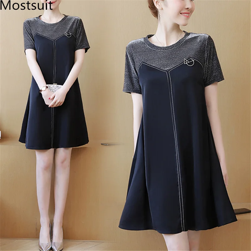 Plus Size Summer Fake Two Pieces Dress Women Sexy Vintage Office Casual Elegant Dresses Short Sleeve O-neck Mini A-line Vestidos
Plus Size Summer Fake Two Pieces Dress Women Sexy Vintage Office Casual Elegant Dresses Short Sleeve O-neck Mini A-line Vestidos