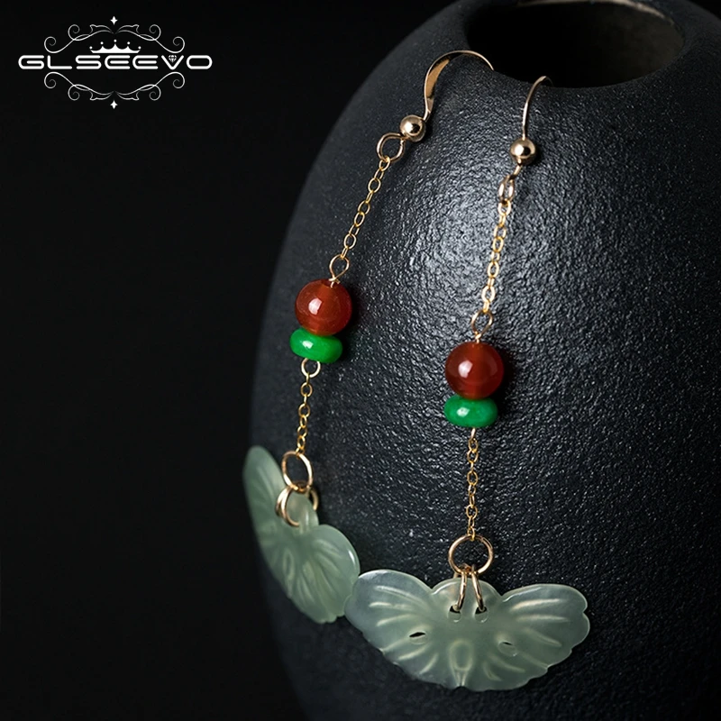 XlentAg 14k Gold Plated Original Handmade Butterfly Earrings Natural Nephrite Jade Garnet Beads Earrings Ethnic Jewellery GE0431
XlentAg 14k Gold Plated Original Handmade Butterfly Earrings Natural Nephrite Jade Garnet Beads Earrings Ethnic Jewellery GE0431